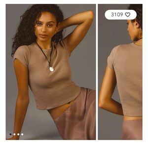 Maeve Women’s “Blair Baby Tee: Cropped Edition” (Neutral)